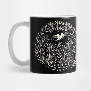 Lino Cut Bird Mug